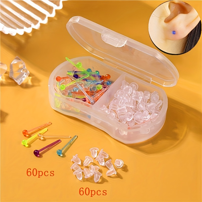 100 Pairs Clear Plastic Earrings w/ Storage Box